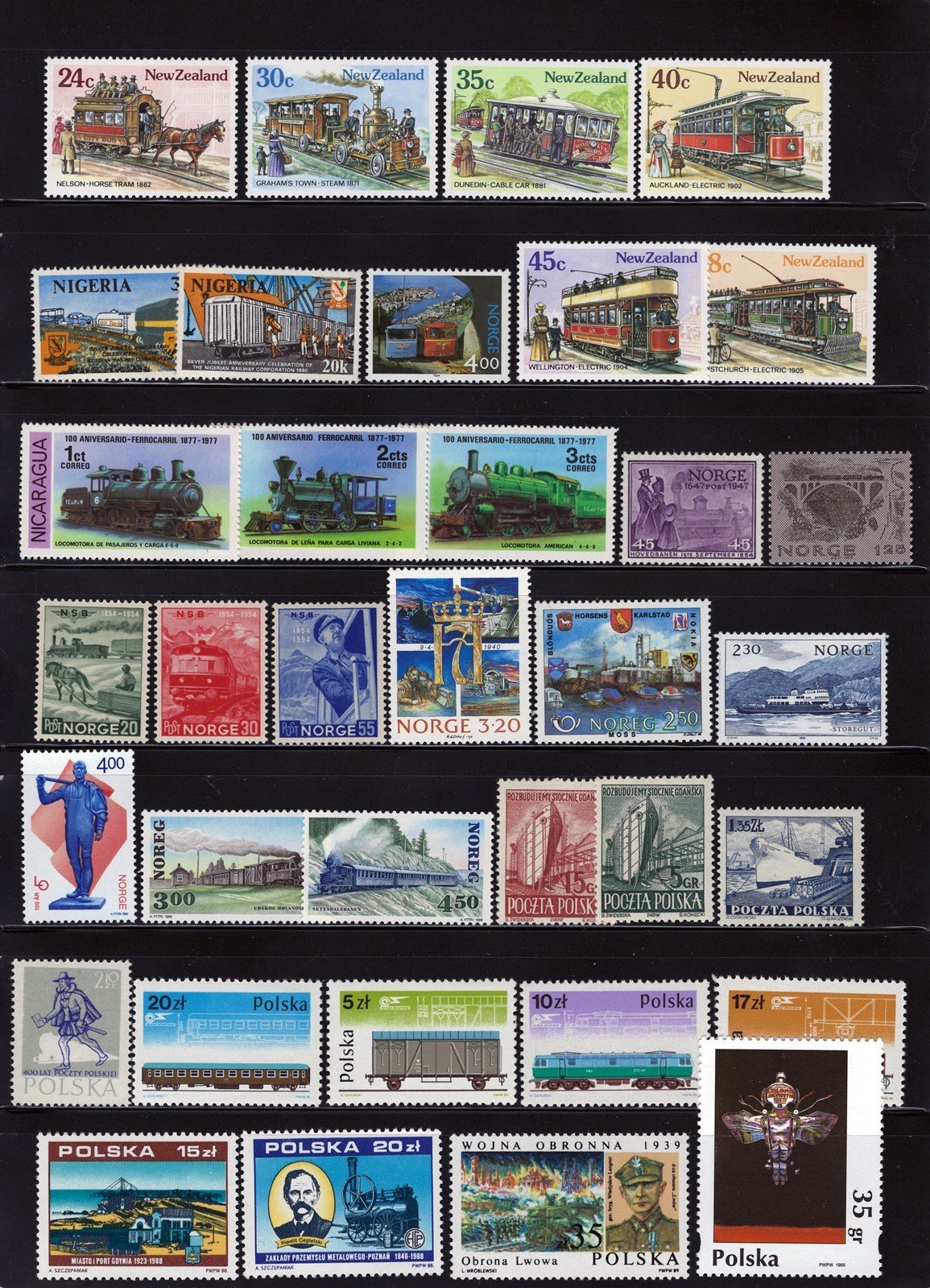 Trains & Railroad Mint & Used Topical Stamp Collection 7 Pages ZAYIX 0525L0022