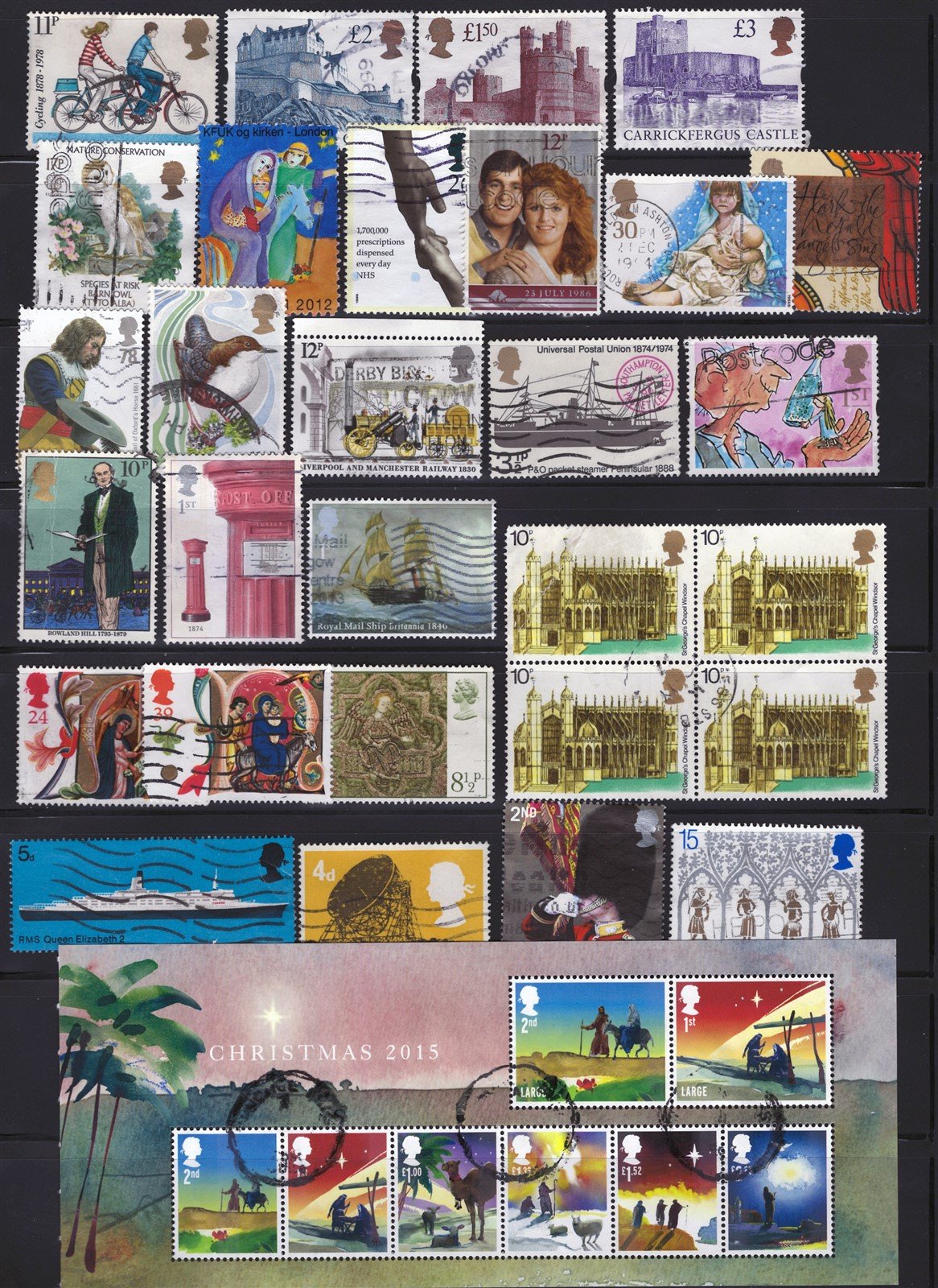 Great Britain Modern Used Stamp & Block Collection, 10 pages ZAYIX 0525L0040