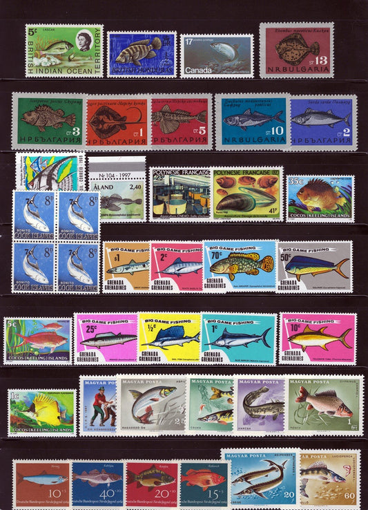 Fish, Fresh and Saltwater Species Mint/Used Stamp Collection ZAYIX 0525L0041