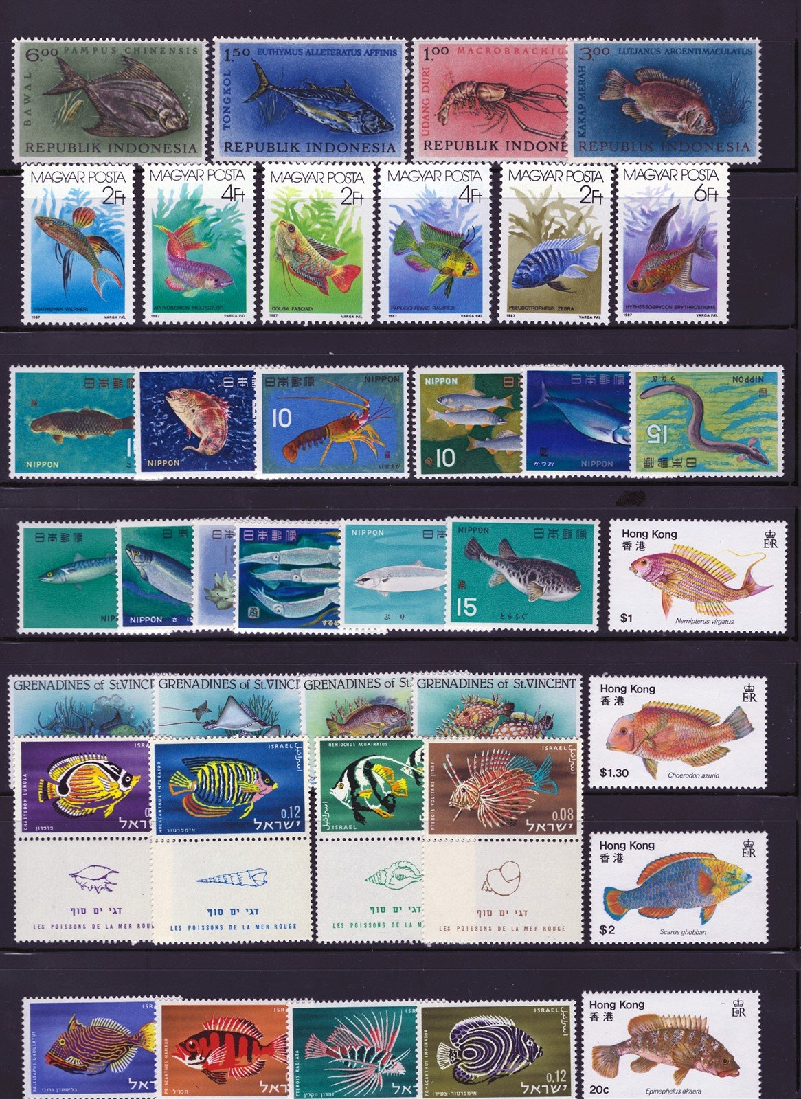 Fish, Fresh and Saltwater Species Mint/Used Stamp Collection ZAYIX 0525L0041