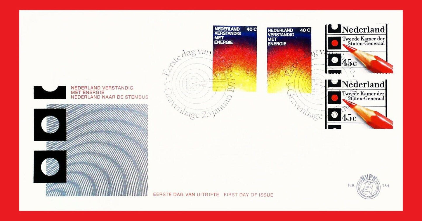 ZAYIX - 1977 Netherlands 563-566 FDC - perf & coil - Elections / Use of Energy