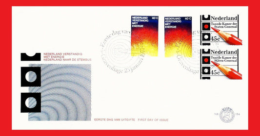 ZAYIX - 1977 Netherlands 563-566 FDC - perf & coil - Elections / Use of Energy