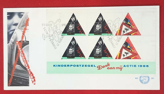 ZAYIX - 1985 Netherlands B618a FDC - Child Welfare - Traffic Safety Souv. Sheet