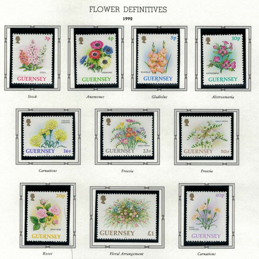ZAYIX - 1992-96 Great Britain - Guernsey 476-497 MNH - Flowers Defninitives