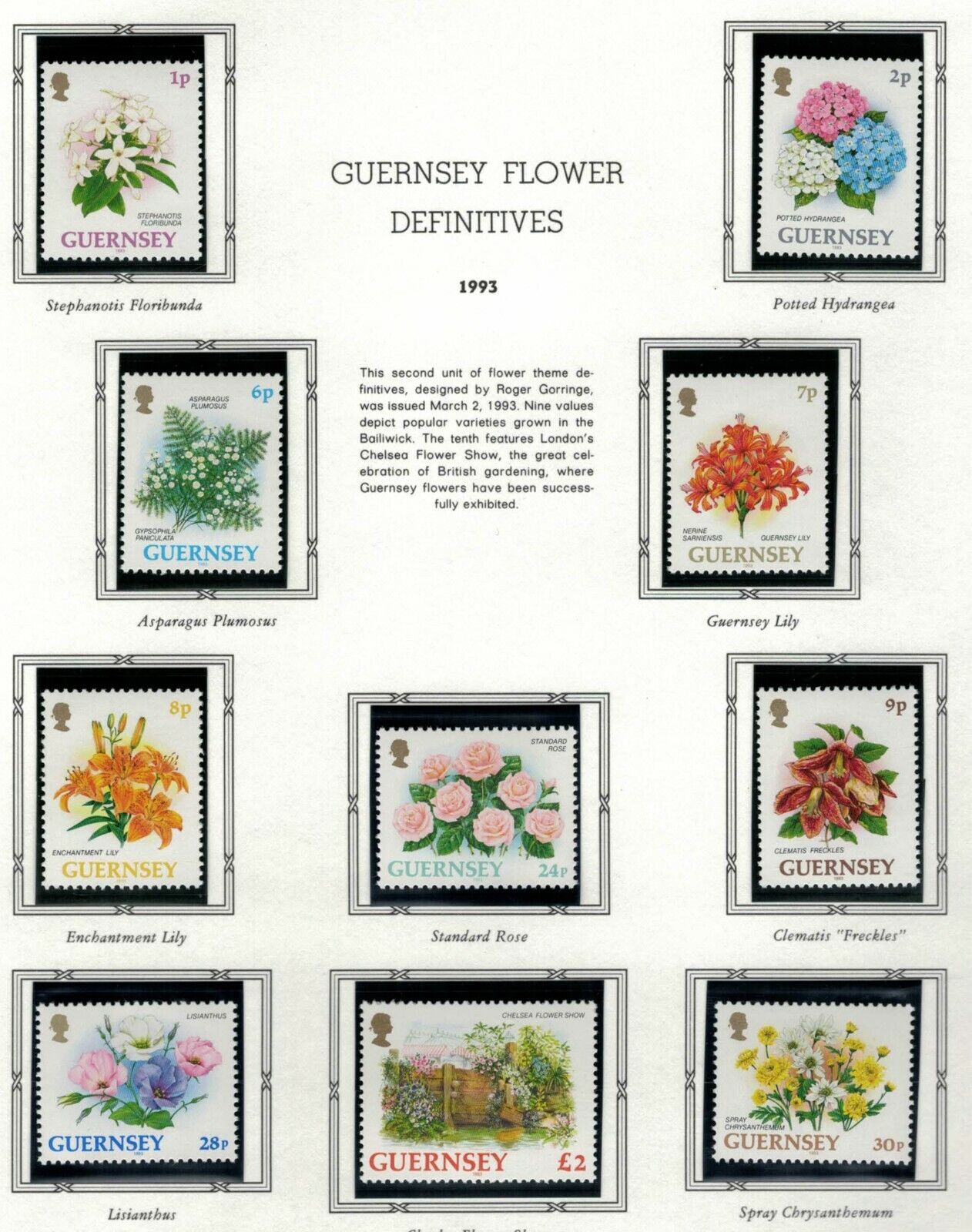 ZAYIX - 1992-96 Great Britain - Guernsey 476-497 MNH - Flowers Defninitives