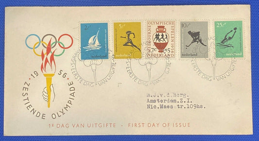 ZAYIX 1956 Netherlands B296-300 / Mi 678-682 / NVPH E26 FDC - Sports - Olympics