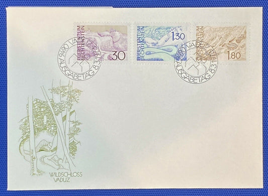 ZAYIX 1973 Liechtenstein Cover Mi 581-83 FDC - Mountain Scenes 011022-SM62