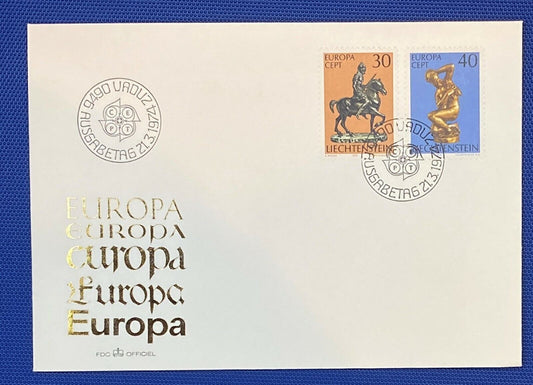 ZAYIX Cover Liechtenstein 543-544 FDC Art Sculpture Europa CEPT 011022SM37
