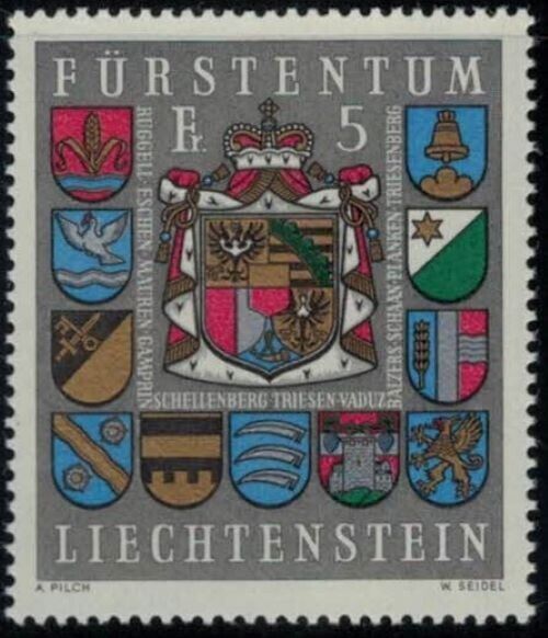 ZAYIX Liechtenstein 533 MNH Municipal Coat of Arms Birds Castles Corn 031622-S88