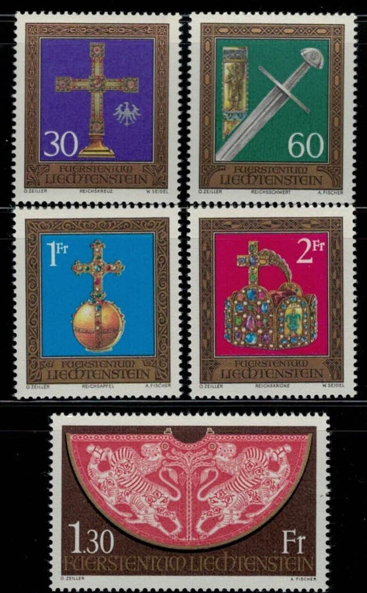 ZAYIX Liechtenstein 567-571 MNH Holy Roman Empire Treasure Cross Sword 030822S65