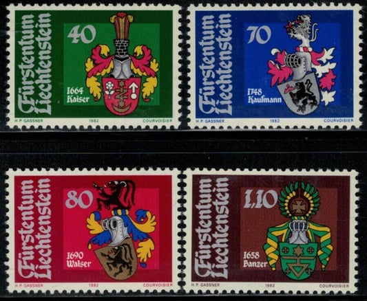 ZAYIX Liechtenstein 729-732 MNH Heraldry Coat of Arms Flowers 031622-S05