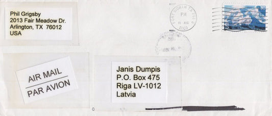 ZAYIX US Cover Airy Mail to Latvia Mount McKinley 0324L0048