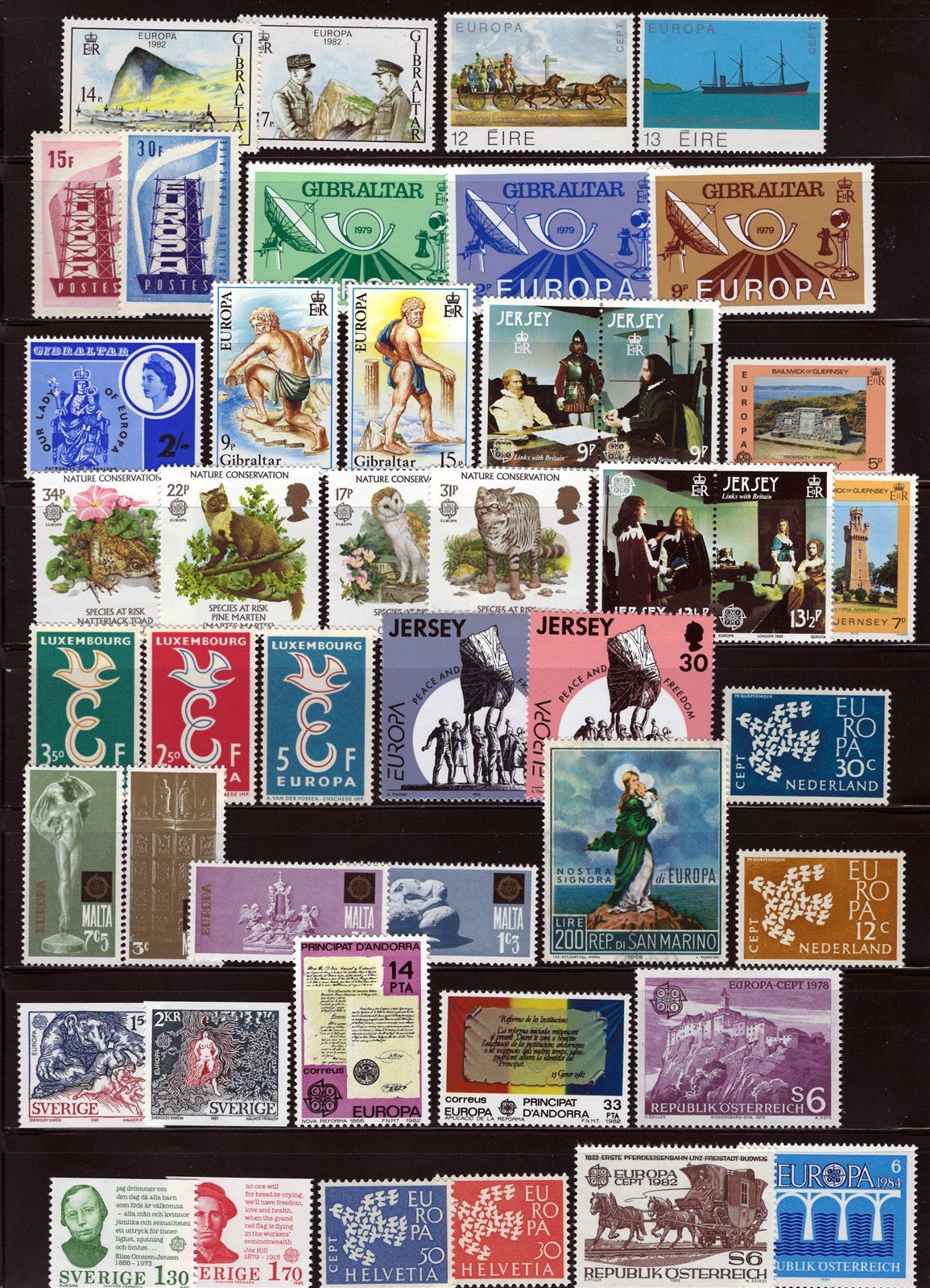 Europa CEPT MNH Topical Stamp Collection on 4 Stock Pages ZAYIX 0625L0003