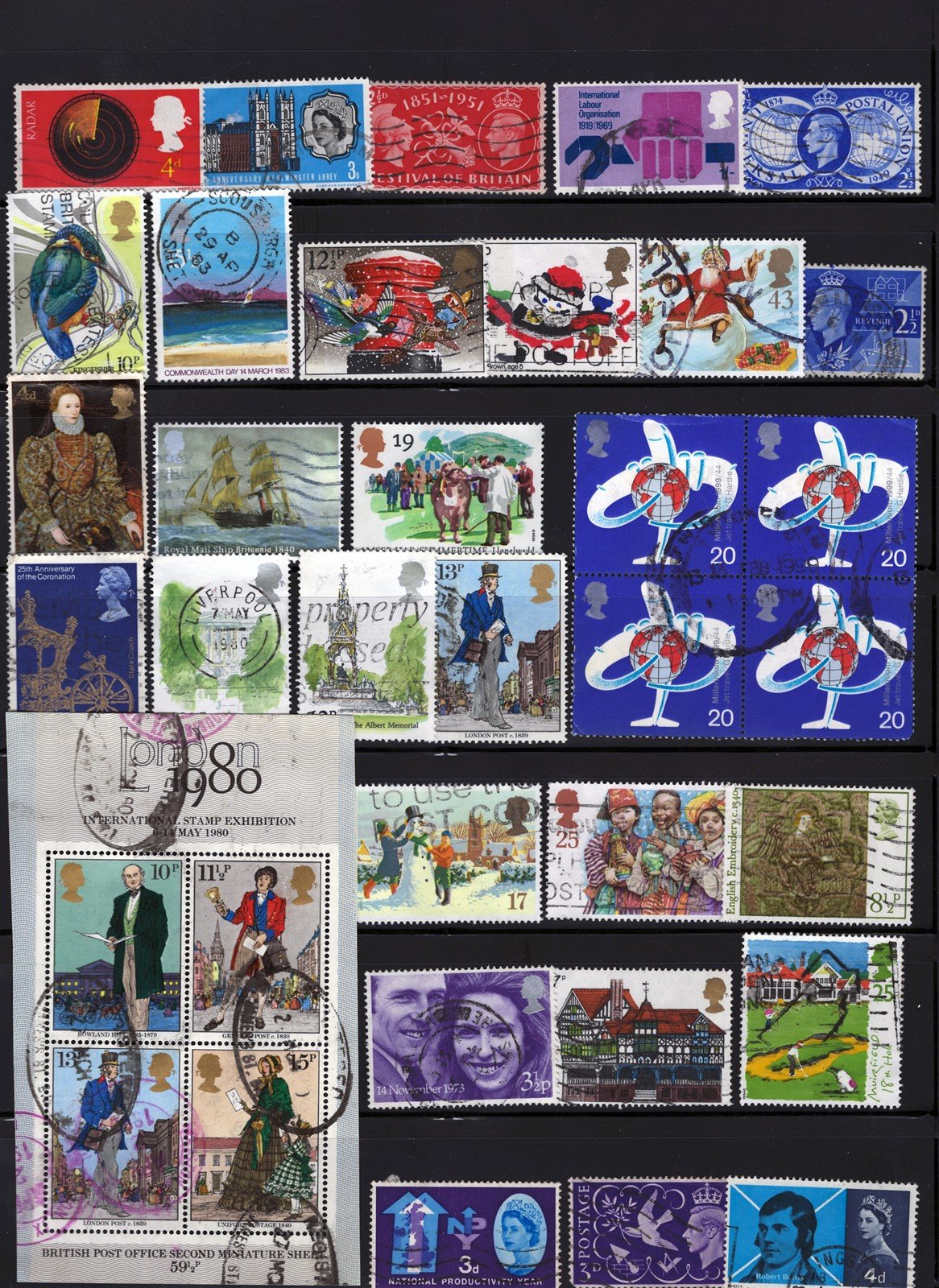 Great Britain Modern Used Stamp & Block Collection, 6 pages ZAYIX 0625L0004