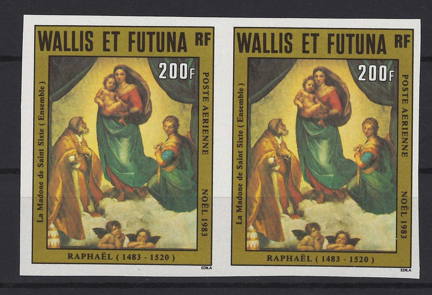 Wallis & Futuna C128 MNH Imperf pair Christmas Painting ZAYIX STAMPS 0625S0323