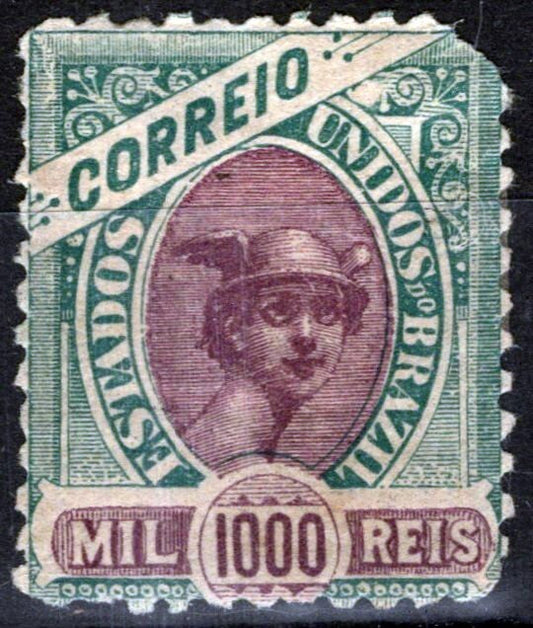 1894-7 Brazil 122 MH 1000r green & violet Hermes CV $72.50 ZAYIX 081922S06
