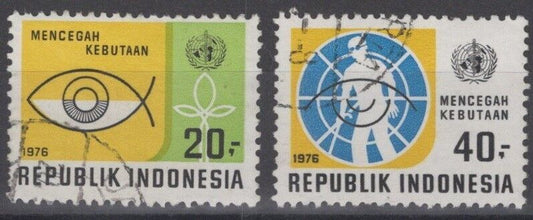 Indonesia 969, 970 Used WHO Emblem Prevent Blindness Medical