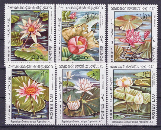 Laos 367-372 MNH Plants Flowers Water Lilies