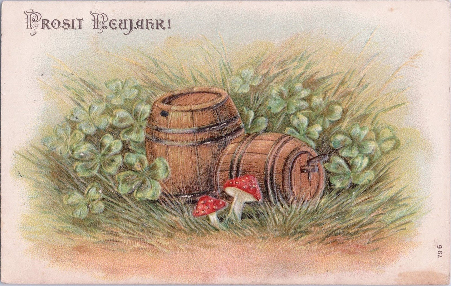 New Year Cheers 1911 Kegs Red Mushrooms Shamrocks Embossed ZAYIX 060522SM84
