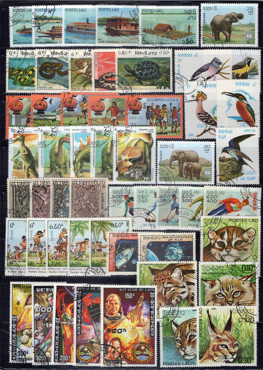 Laos Collection Used/CTO Birds Dinosaurs Space Cats Sports