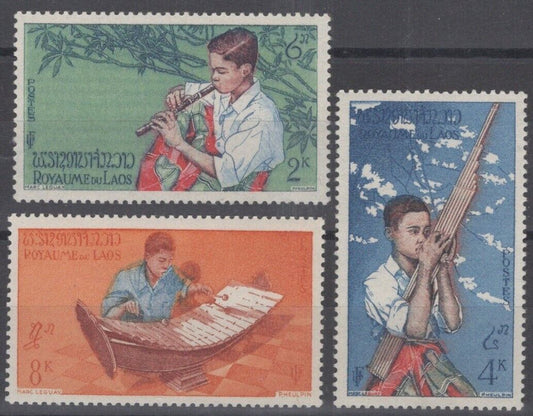 ZAYIX Laos 34-36 MNH Musical Instruments Ranat Khene Player Music 101922S85