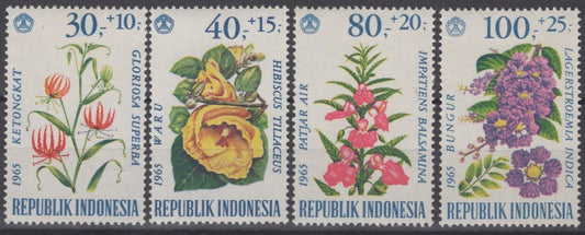 Indonesia B191-B194 MH Semi-Postal Flowers Plants