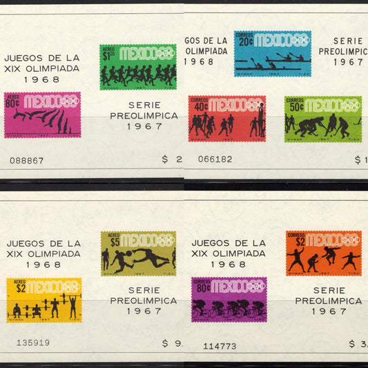 Mexico 983a-85a, C329a-31a MNH OLYMPICS Sports souvenir sheets ZAYIX 0825M4280