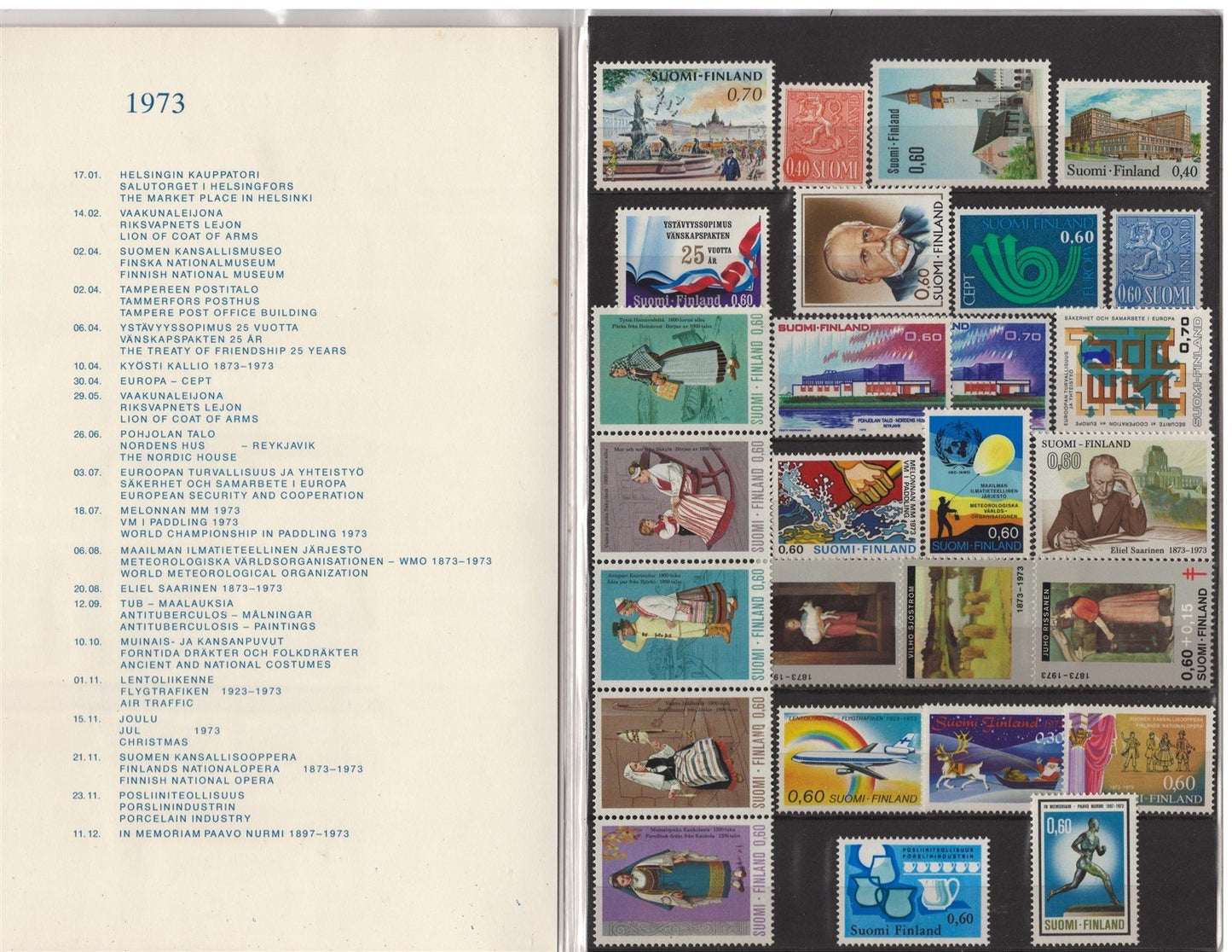 Finland 1973 Year Pack Official Year Set MNH Complete ZAYIX STAMPS 0625L0015