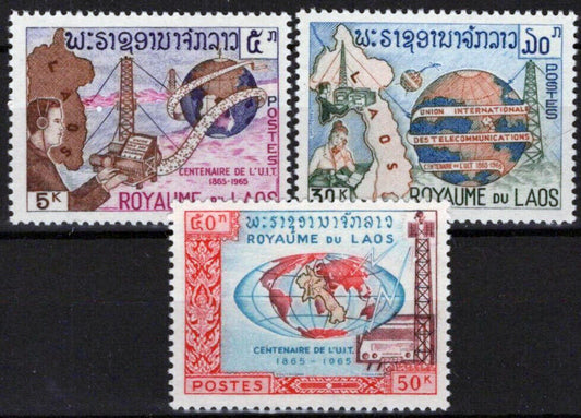 ZAYIX Laos 109-111 MNH Communications Maps Radio 071823S210