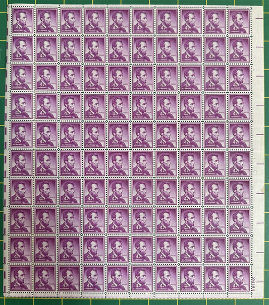 US 1036a MNH Sheet 4c Abraham Lincoln, Dry Printing ZAYIX STAMPS 0625L0043