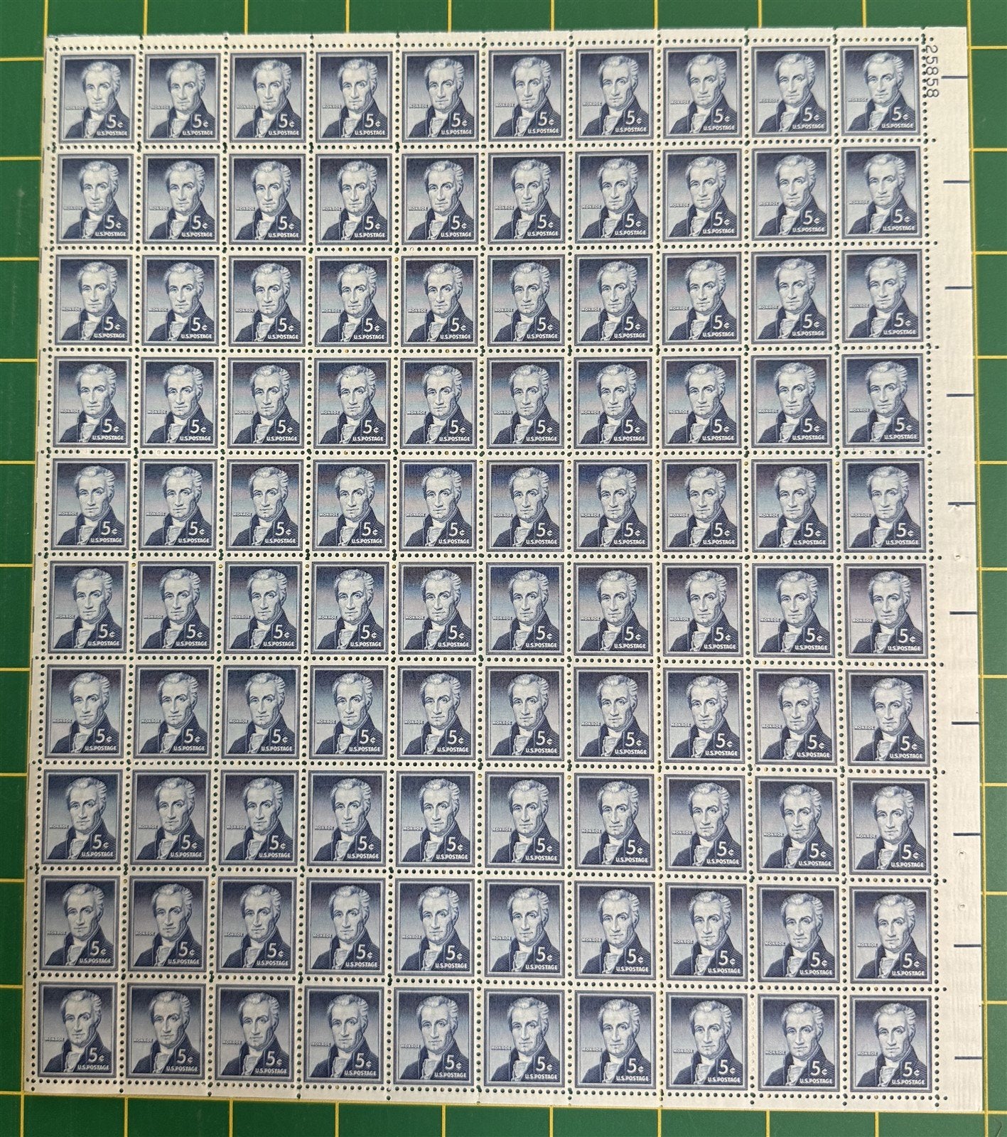 US 1038 MNH Sheet 5c Monroe, Liberty Series ZAYIX STAMPS 0625L0044