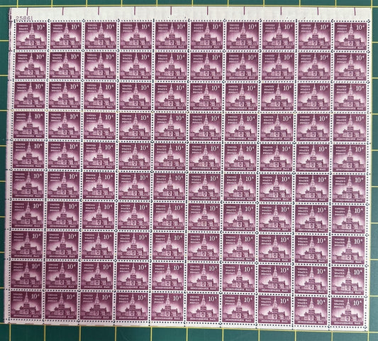 US 1044 MNH Sheet 10c Independence Hall, Liberty Series ZAYIX STAMPS 0625L0045