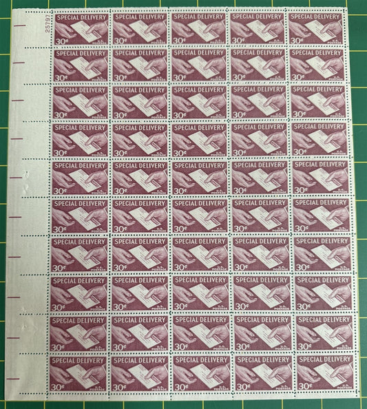 US E21 MNH Sheet 30c Hands & Letter Special Delivery ZAYIX STAMPS 0625L0048