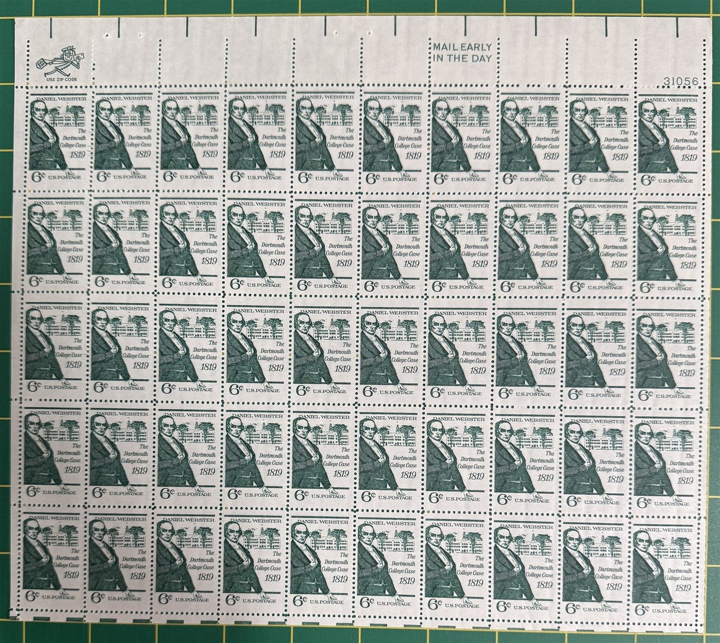 US 1380 MNH Sheet 6c Dartmouth College NH, Daniel Webster ZAYIX STAMPS 0625L0053