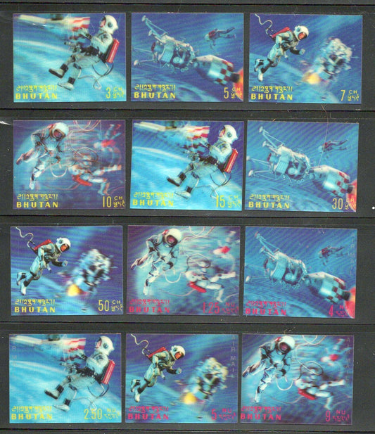 Bhutan 91-91K, 91Cm-91Ko MH 3-Dimensional Space Astronauts ZAYIX 0624M0070