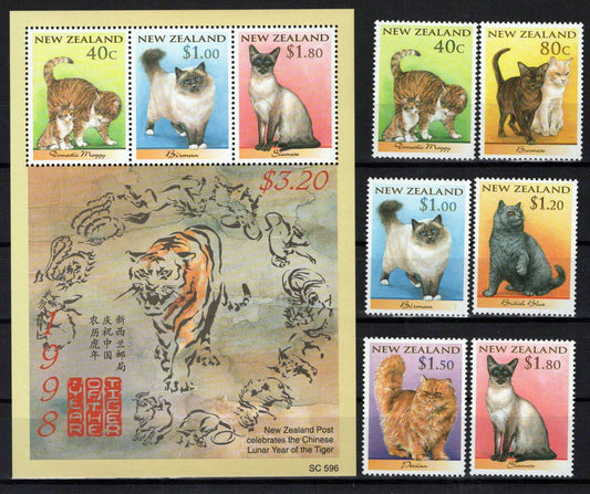 New Zealand 1484-1489a MNH Lunar New Year of Cat ZAYIX 1024M0130