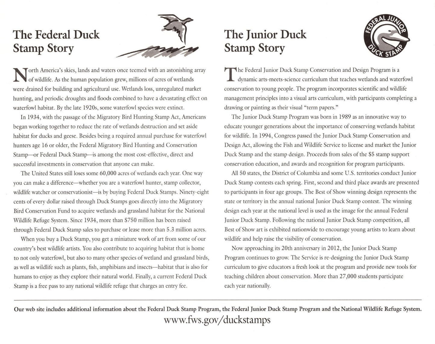US Duck Stamp 2012 Certificate of Appreciation Card RW79 JDS20 ZAYIX 0625L0061M