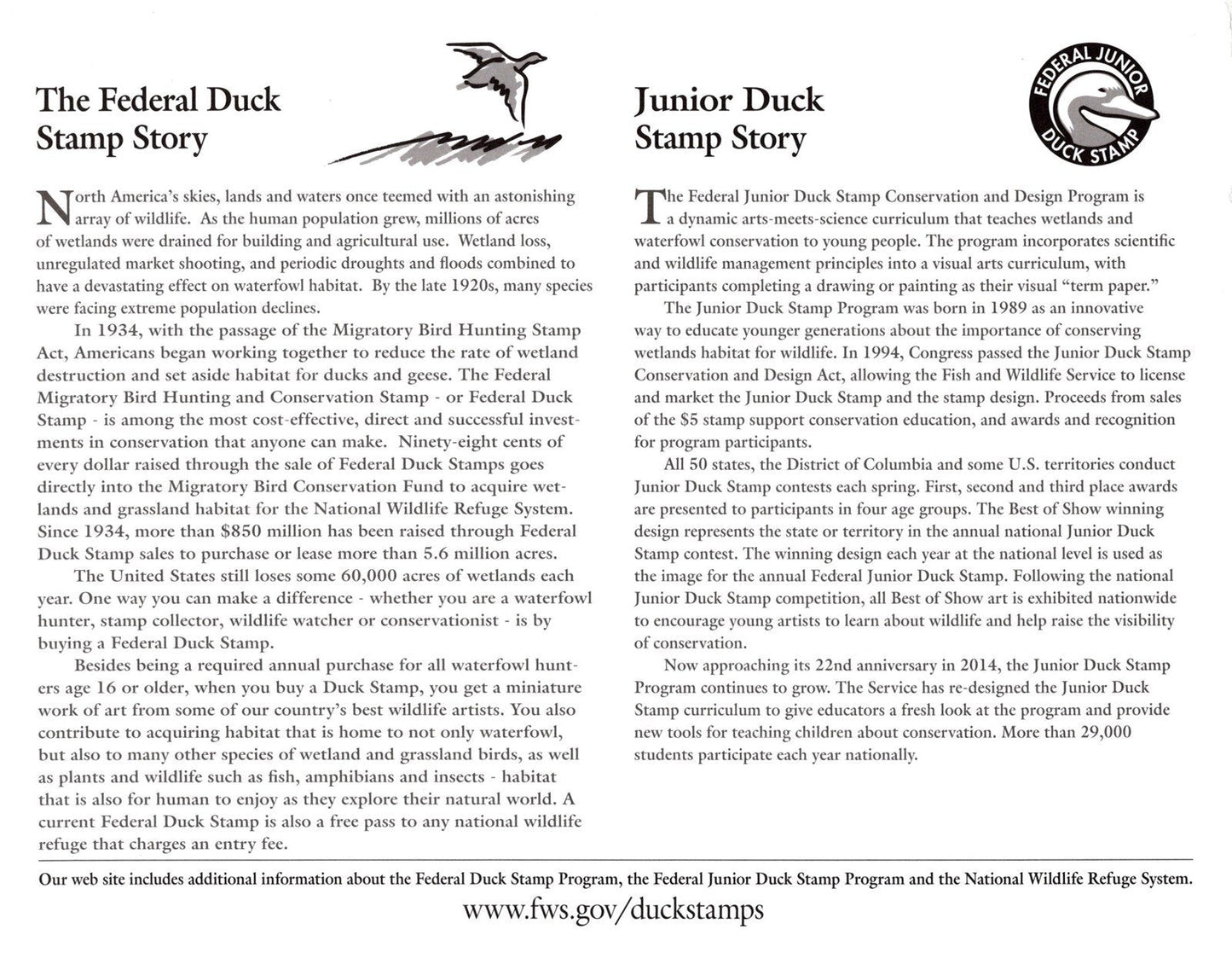 US Duck Stamp 2013 Certificate of Appreciation Card RW80 JDS21 ZAYIX 0625L0062M