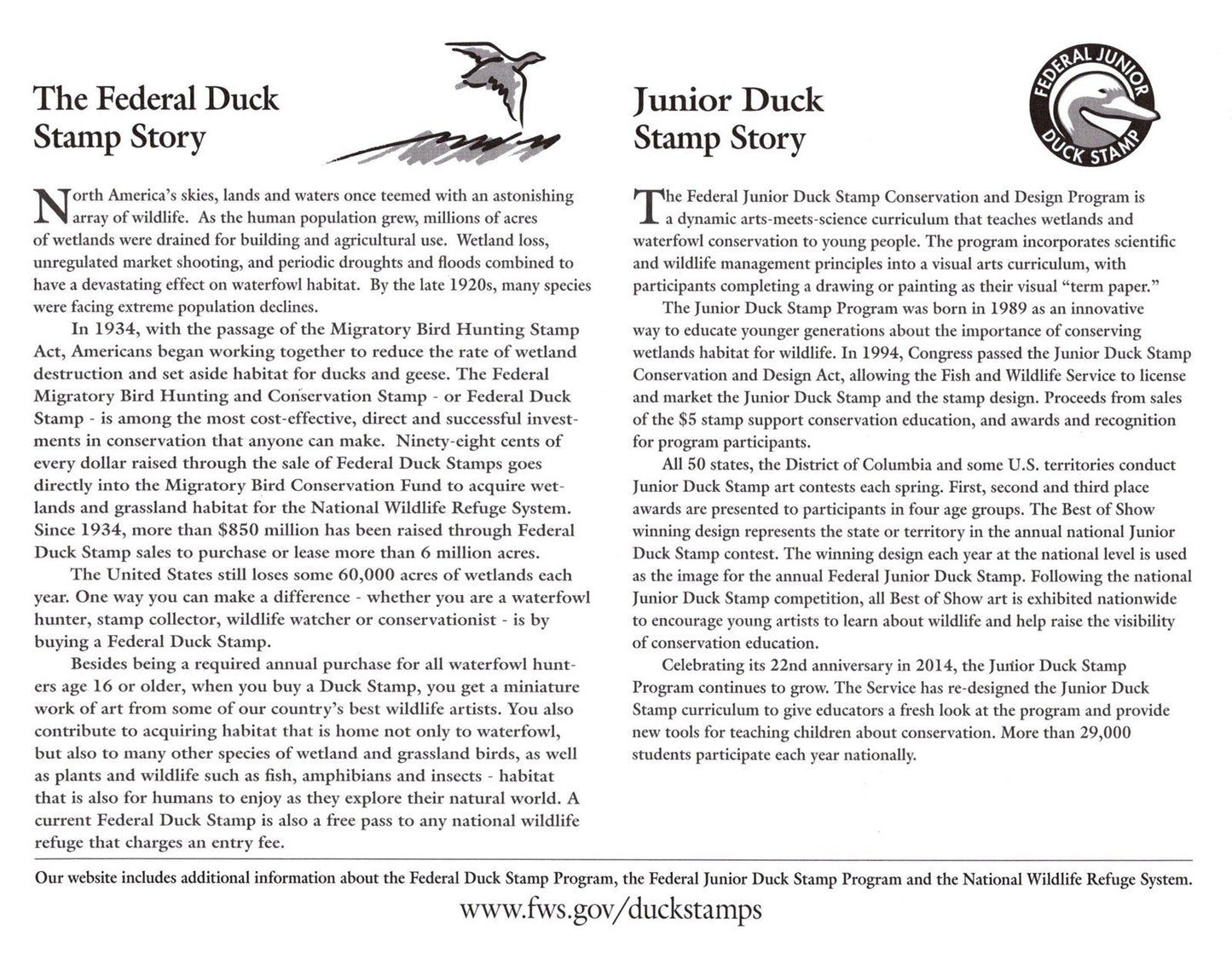 US Duck Stamp 2014 Certificate of Appreciation Card RW81 JDS22 ZAYIX 0625L0063