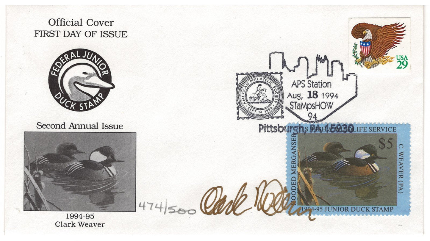 US Junior Duck Stamp JDS2 Rare Limited Edition Artist Signed FDC ZAYIX 0625M1043
