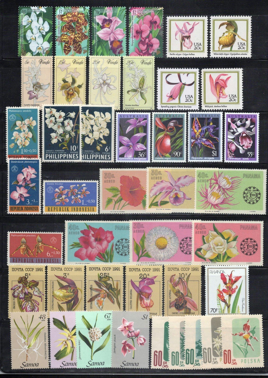 Orchid Collection MNH Flowers Plants ZAYIX 0324M0093