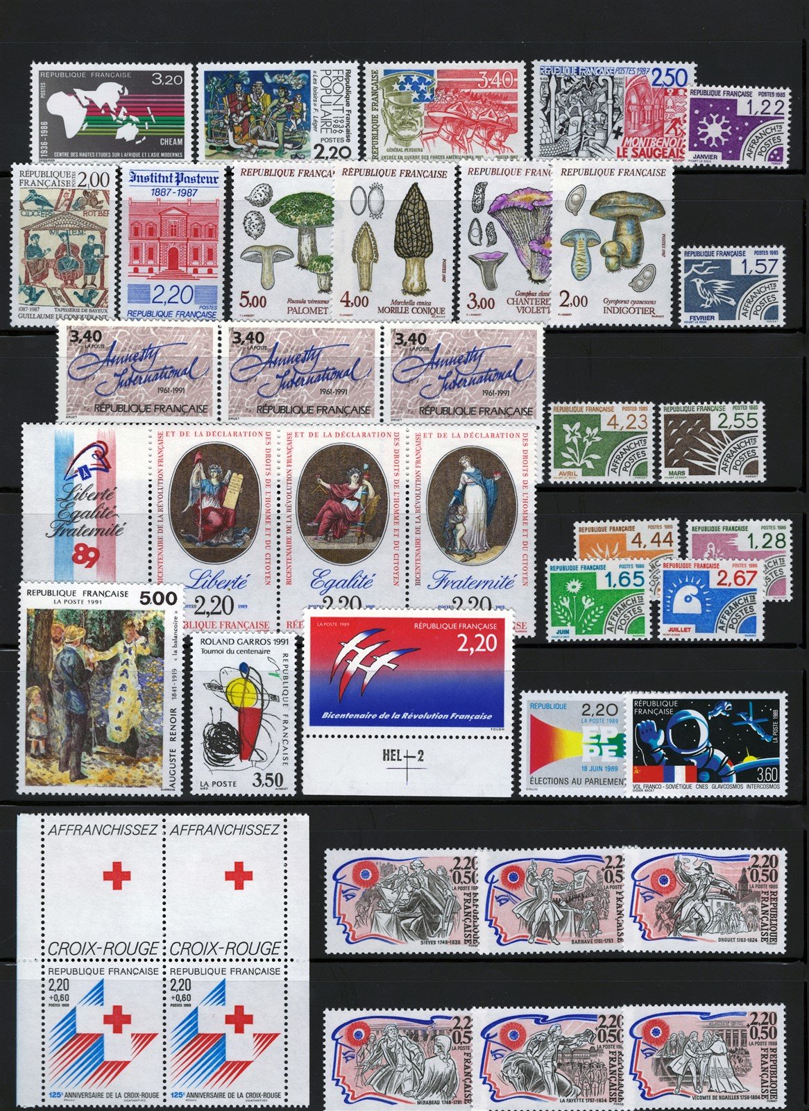 France All MNH 1984-1993 Stamp Collection on 6 stock pages ZAYIX 0625L1155
