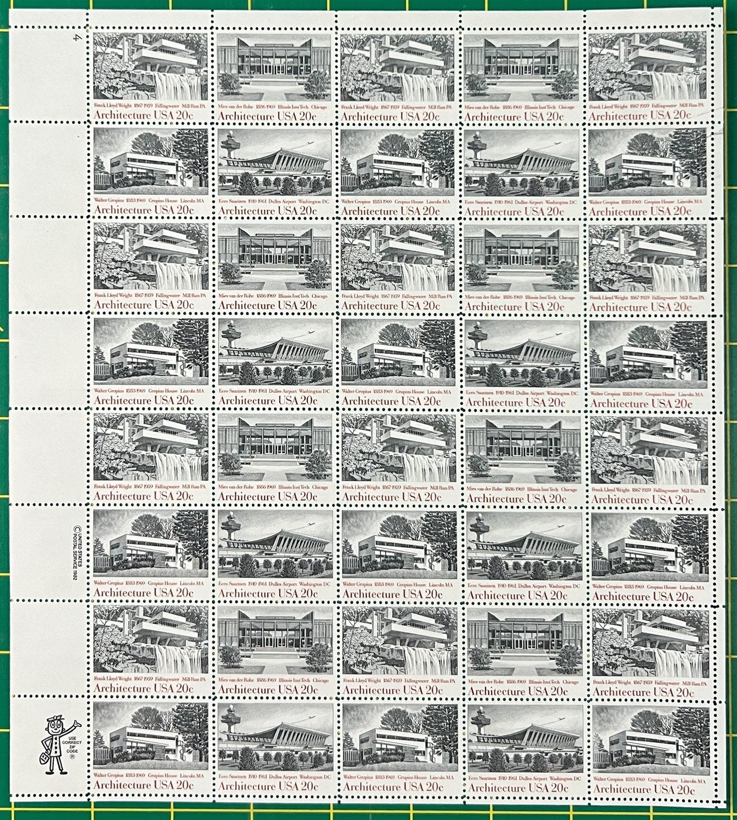 US 2019-2022 MNH Sheet 20c Architecture Set ZAYIX STAMPS 0725L1241