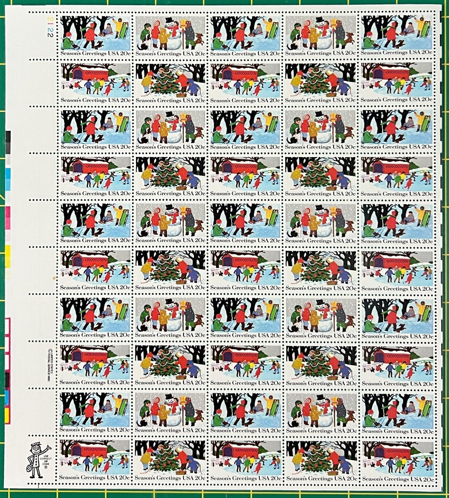 US 2027-2030 MNH Sheet 20c Christmas Winter Scenes ZAYIX STAMPS 0725L1242