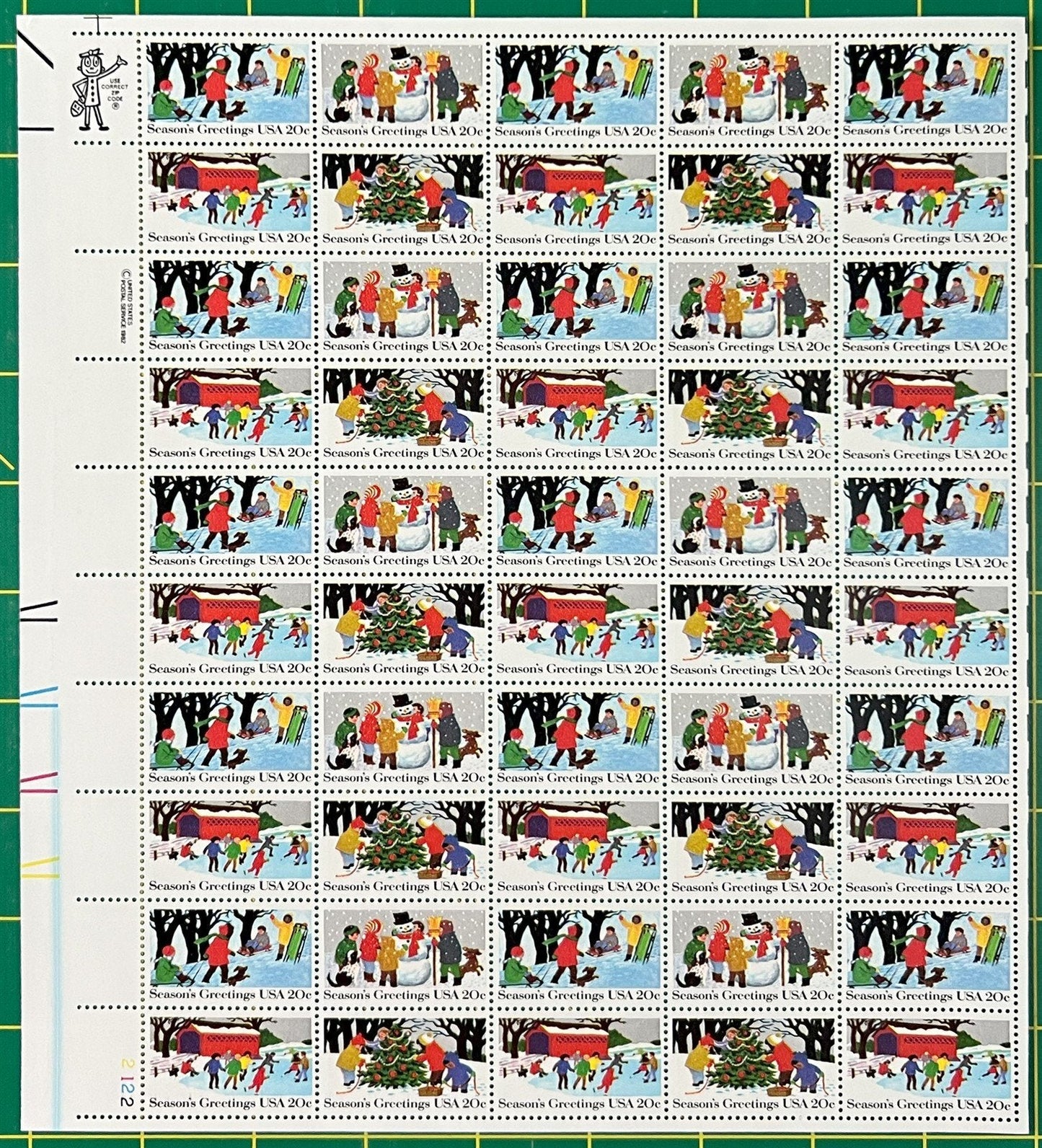 US 2027-2030 MNH Sheet 20c Christmas Winter Scenes ZAYIX STAMPS 0725L1243