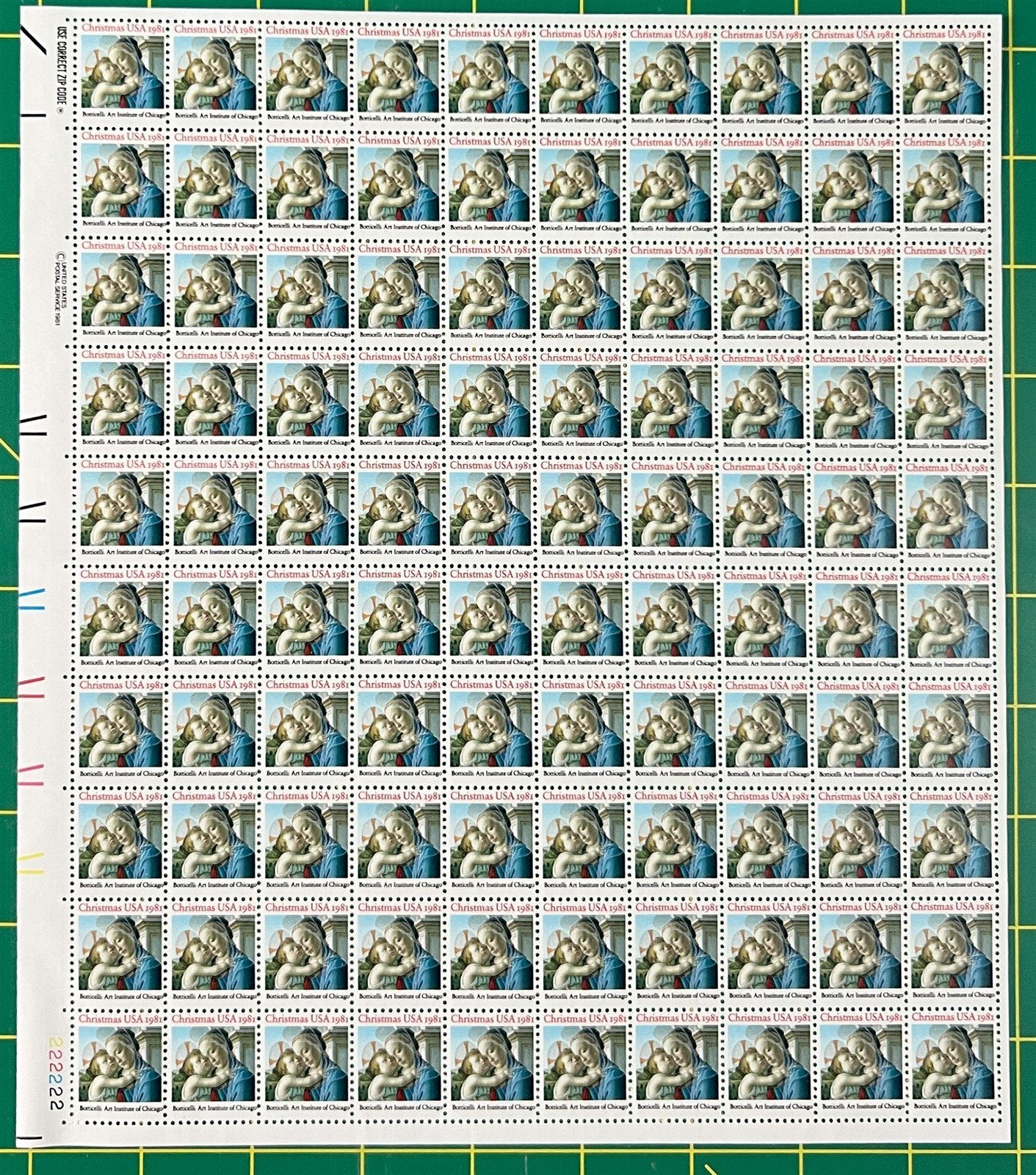 US 1939 MNH Sheet 20c Christmas Botticelli Madonna Child ZAYIX STAMPS 0725L1250