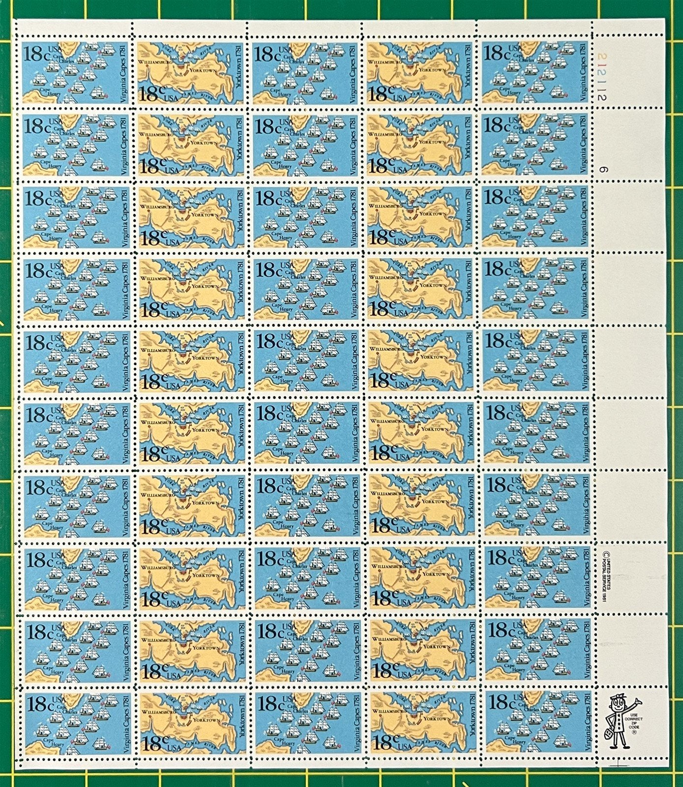 US 1937-1938 MNH Sheet 20c Yorktown Virginia Capes ZAYIX STAMPS 0725L1255