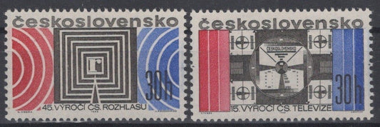 Czechoslovakia 1529-1530 MNH Communications Radio & Waves ZAYIX STAMPS 0425S0206