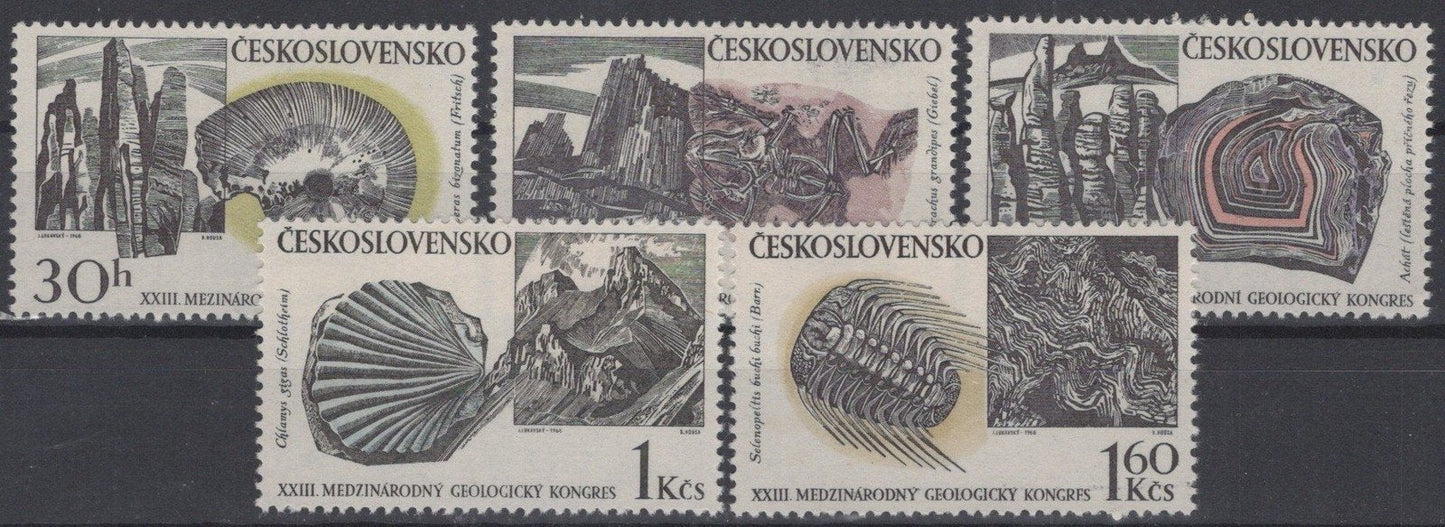 Czechoslovakia 1559-1563 MNH Rocks Fossils Geology ZAYIX STAMPS 0425S0216