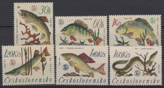 Czechoslovakia 1380-1385 MNH Fish Trout Pike Carp ZAYIX STAMPS 0425S0161